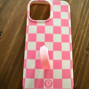 iPhone 13 Pro Max Loopy Case Pink Checkered Phone Case